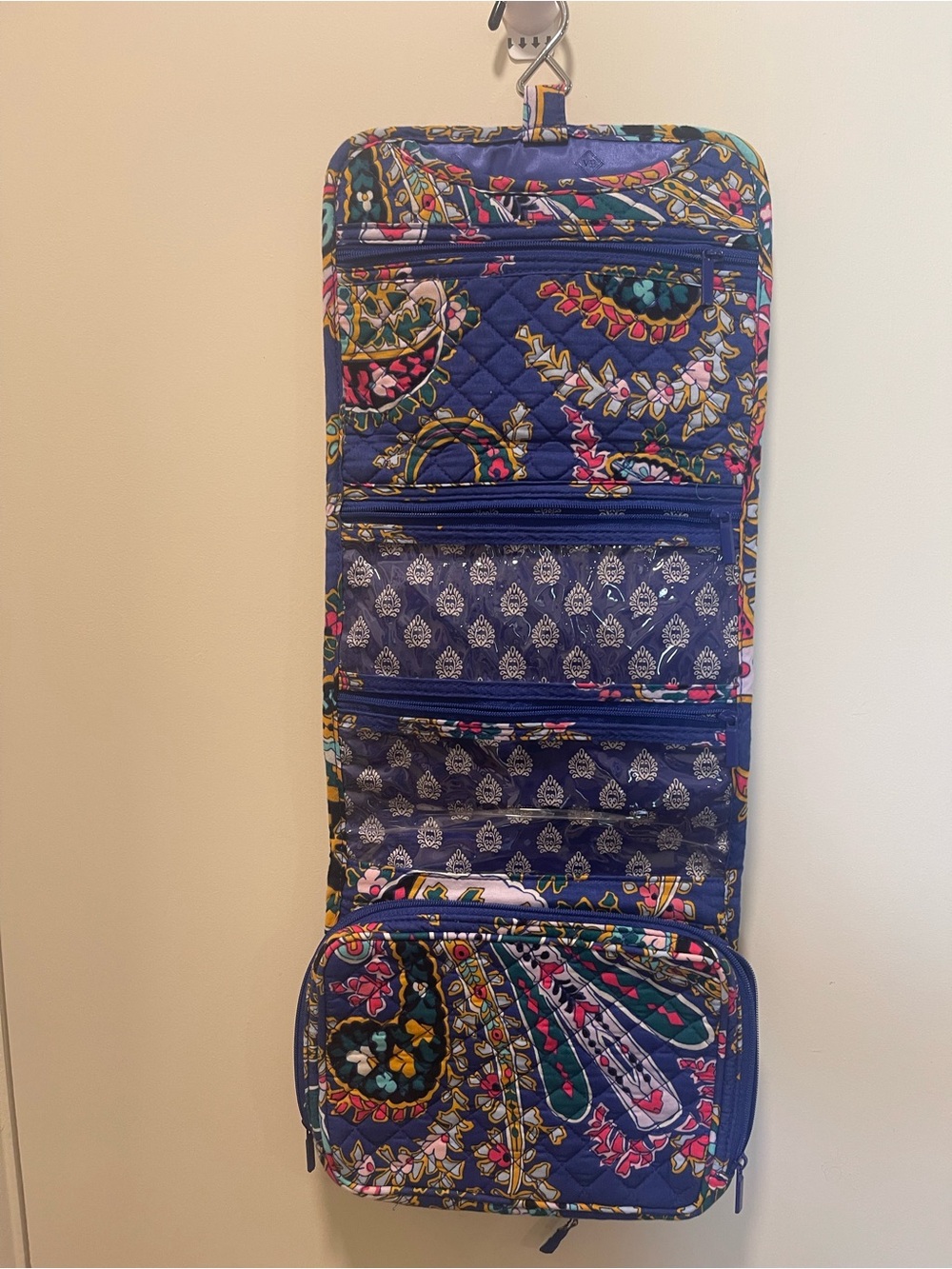 Vera Bradley Quilted Paisley Hanging Travel Organizer Bag - Navy
